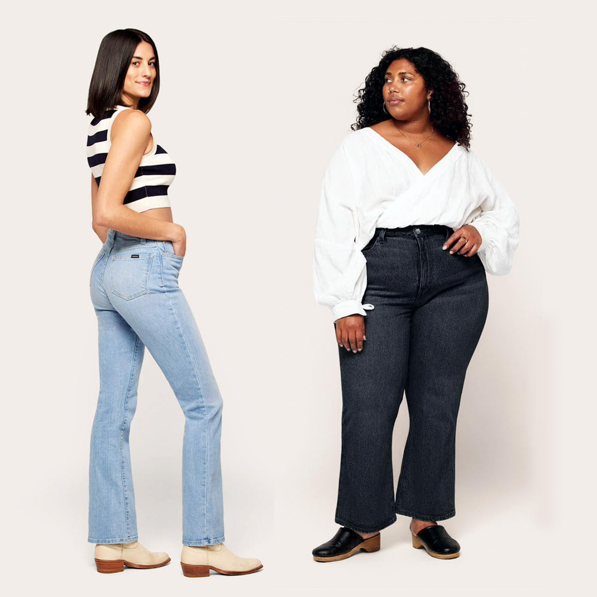 Two models wearing jeans